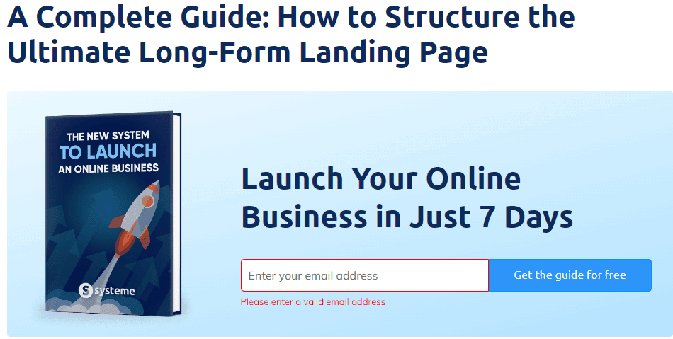 Systeme.io Long-form landing page creator