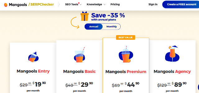 Mangools prices and plans