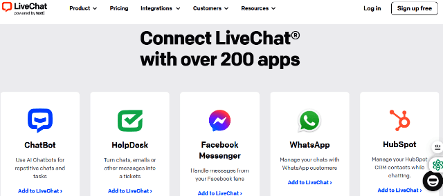 LiveChat integration apps