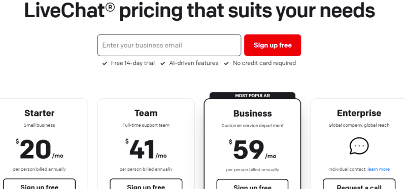 LiveChat pricing plans