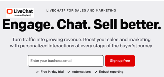 LiveChat signup button